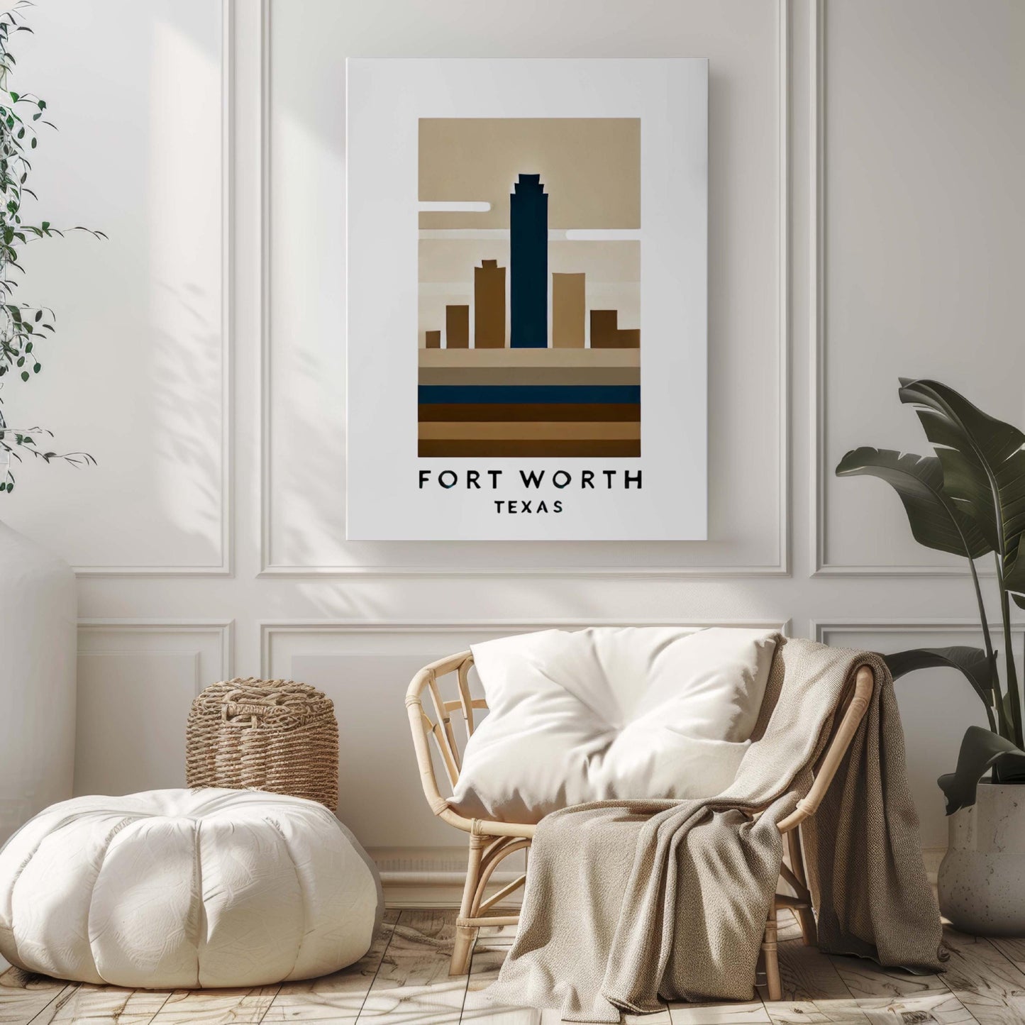 Texas Art Fort Worth Wall Print, Texas Travel Decor, Housewarming & Graduation Gift, College Dorm Room, Modern Home Decoration