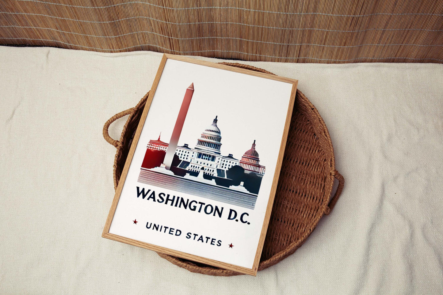 Washington D.C. Wall Art Print, USA Travel Decor, United States Map Poster, Washington Gift, Housewarming & College Dorm Room Artwork