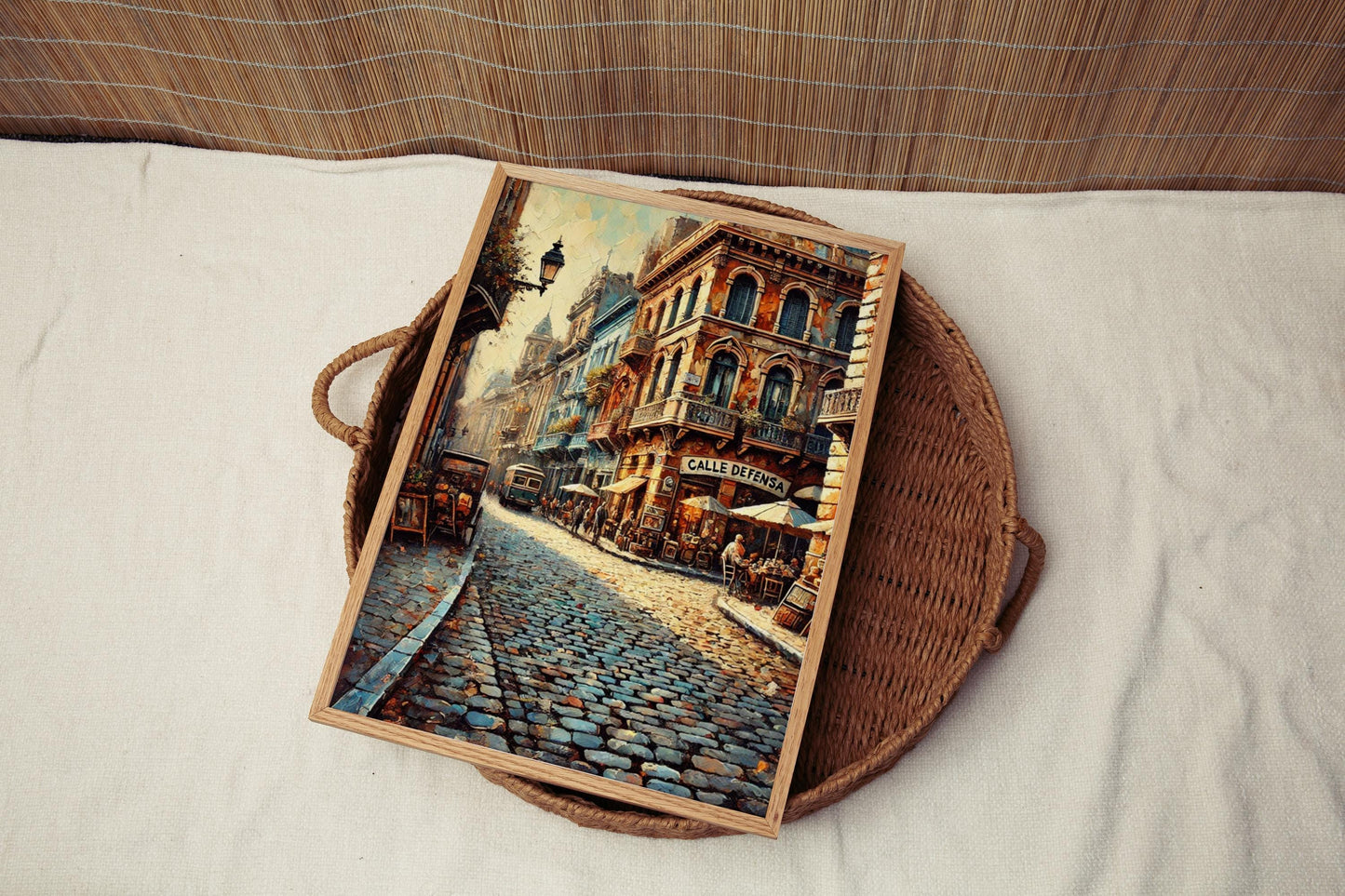 Argentina Art, Calle Defensa Wall Art, Buenos Aires Print, Travel Souvenir, City Decor, Historic Streets, Vibrant Market Scene