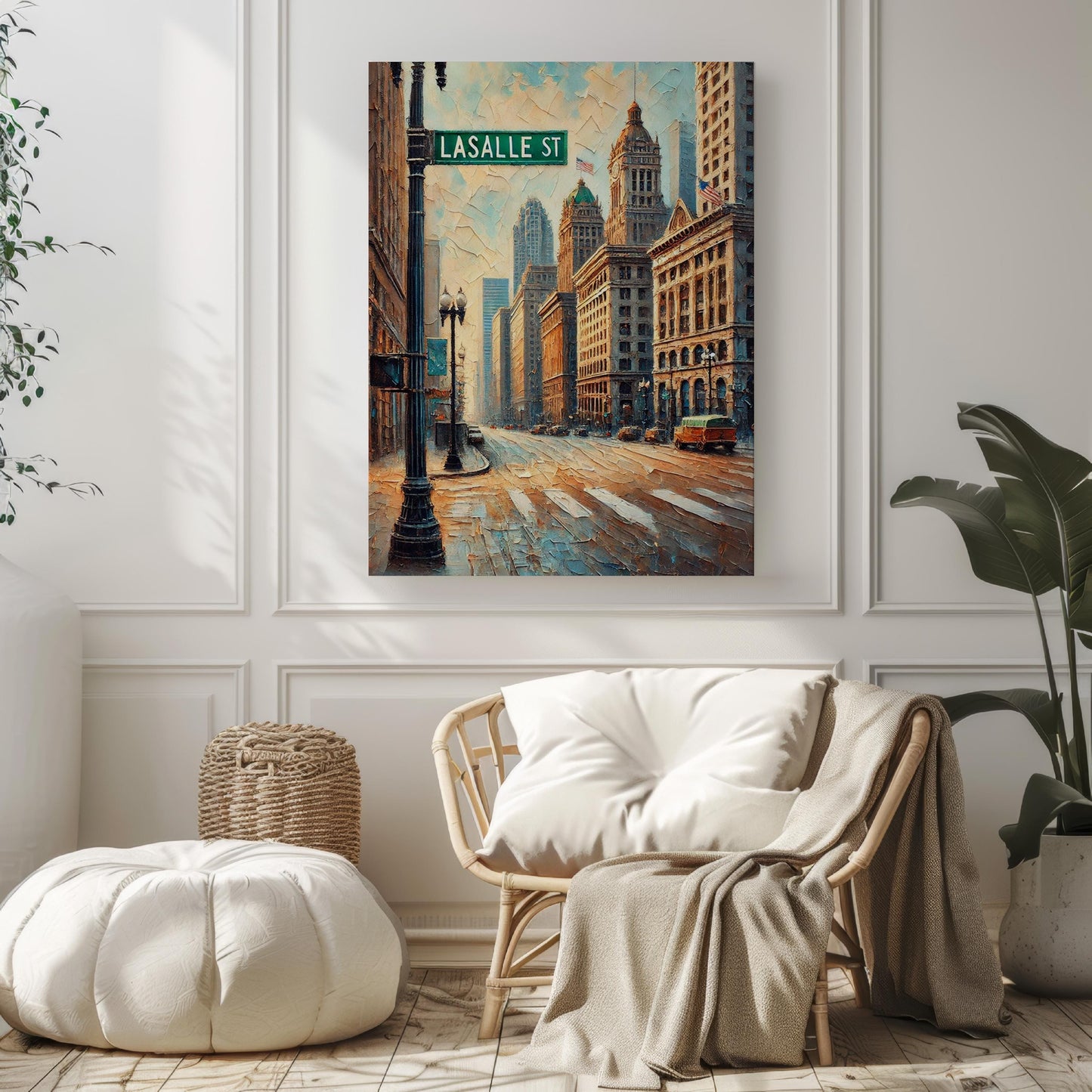 Chicago LaSalle Street Wall Art Print - Travel Poster, Illinois Gift, Modern Chicago Artwork, Housewarming Décor, Cityscape Illustration