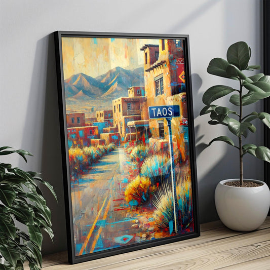 New Mexico Taos Wall Art Print – Southwest Travel Poster, New Mexico Gift, Housewarming & USA Home Decor, Mexican Souvenir Art