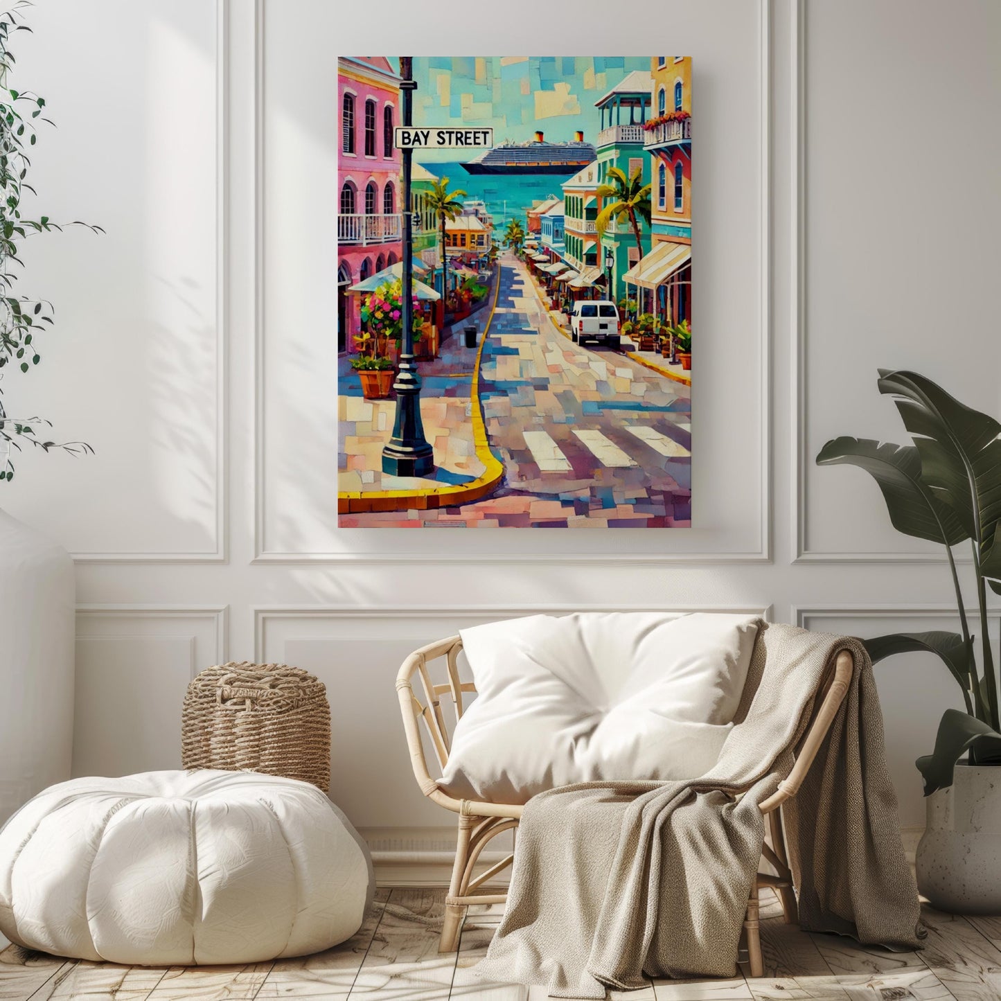 Bahamas Bay St Wall Art Print, Nassau Travel Poster, Coastal Home Decor, Bahamas Souvenir & Housewarming Gift