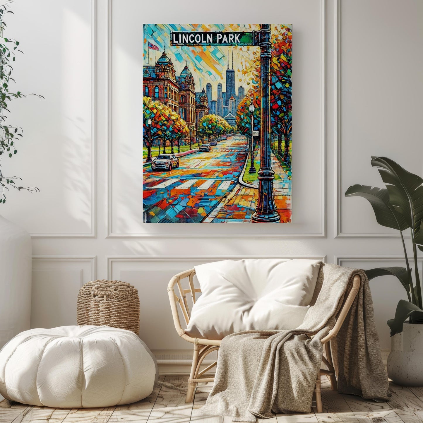 Chicago Lincoln Park Wall Art Print - Travel Poster & Gift, Chicago Cityscape, American Home Decor, Housewarming Present