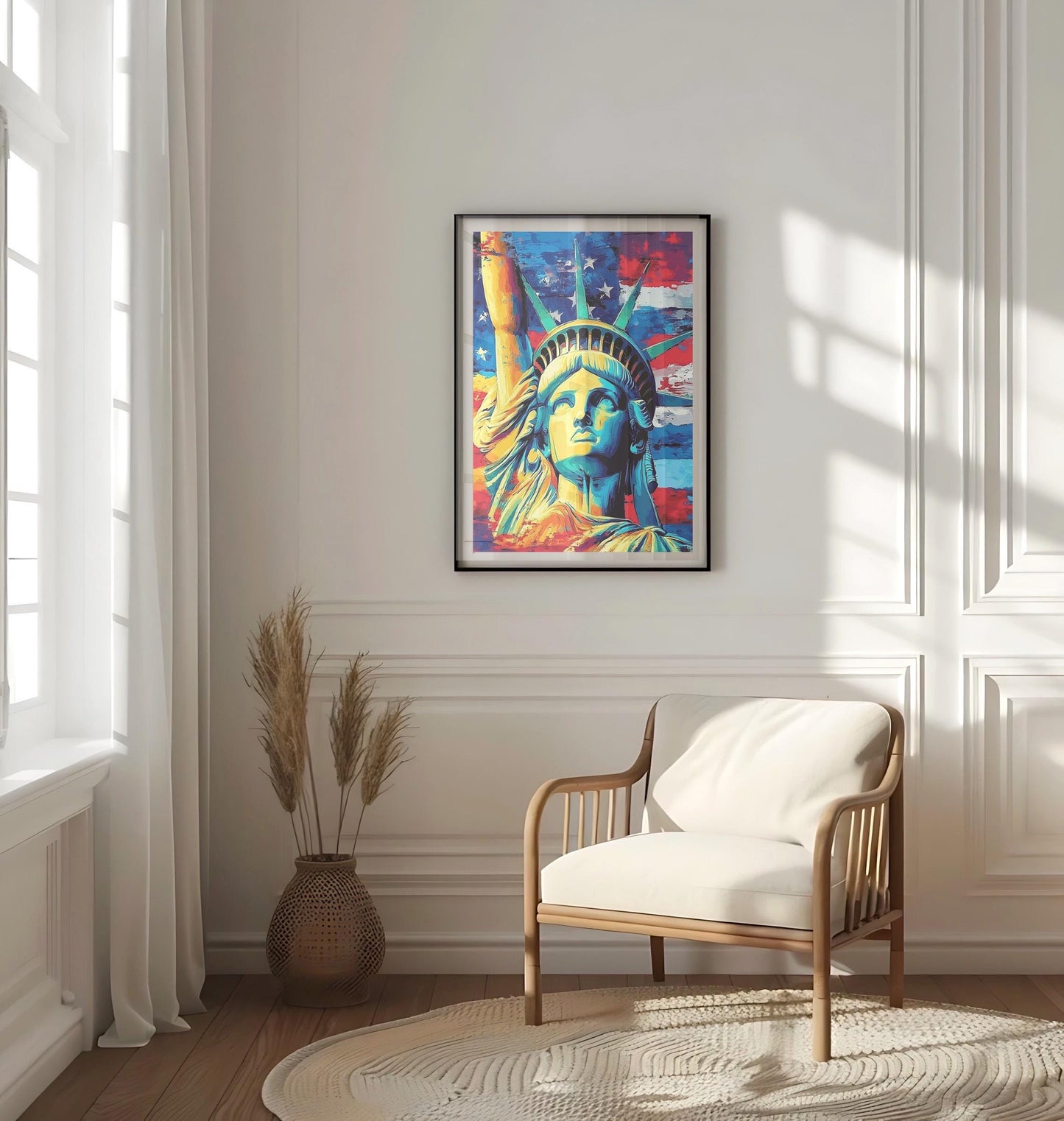 Statue of Liberty Abstract USA Wall Art | Patriotic American Independence Poster | United States Home Decor
