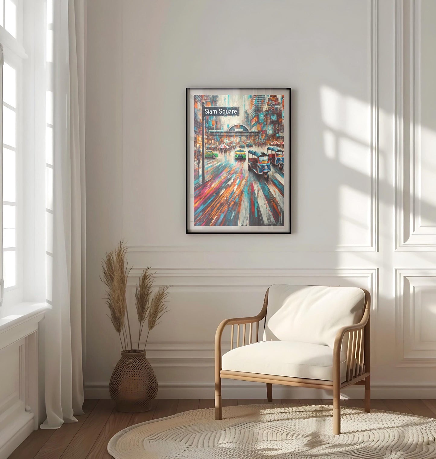 Siam Square Wall Art Print, Bangkok Travel Poster, Thailand Gift & Home Decor, Housewarming Present, Modern Thailand Art Illustration