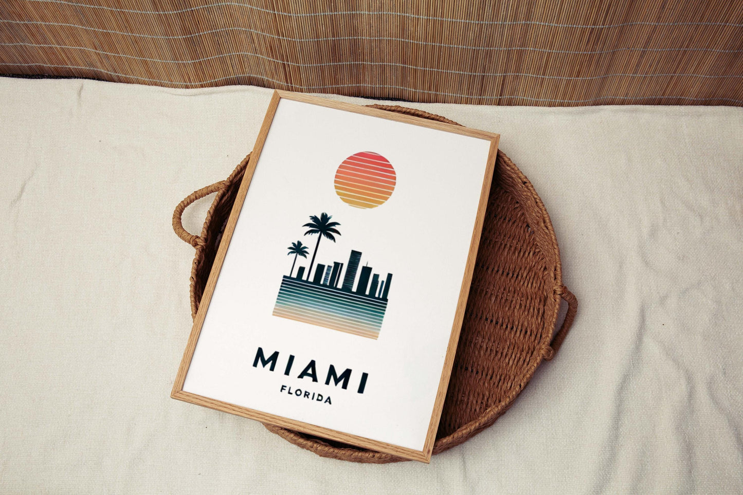 Miami Print Tropical Wall Art, Florida City Gift, Travel Home Decor, College Dorm Room, Housewarming Present, Beach Style Poster