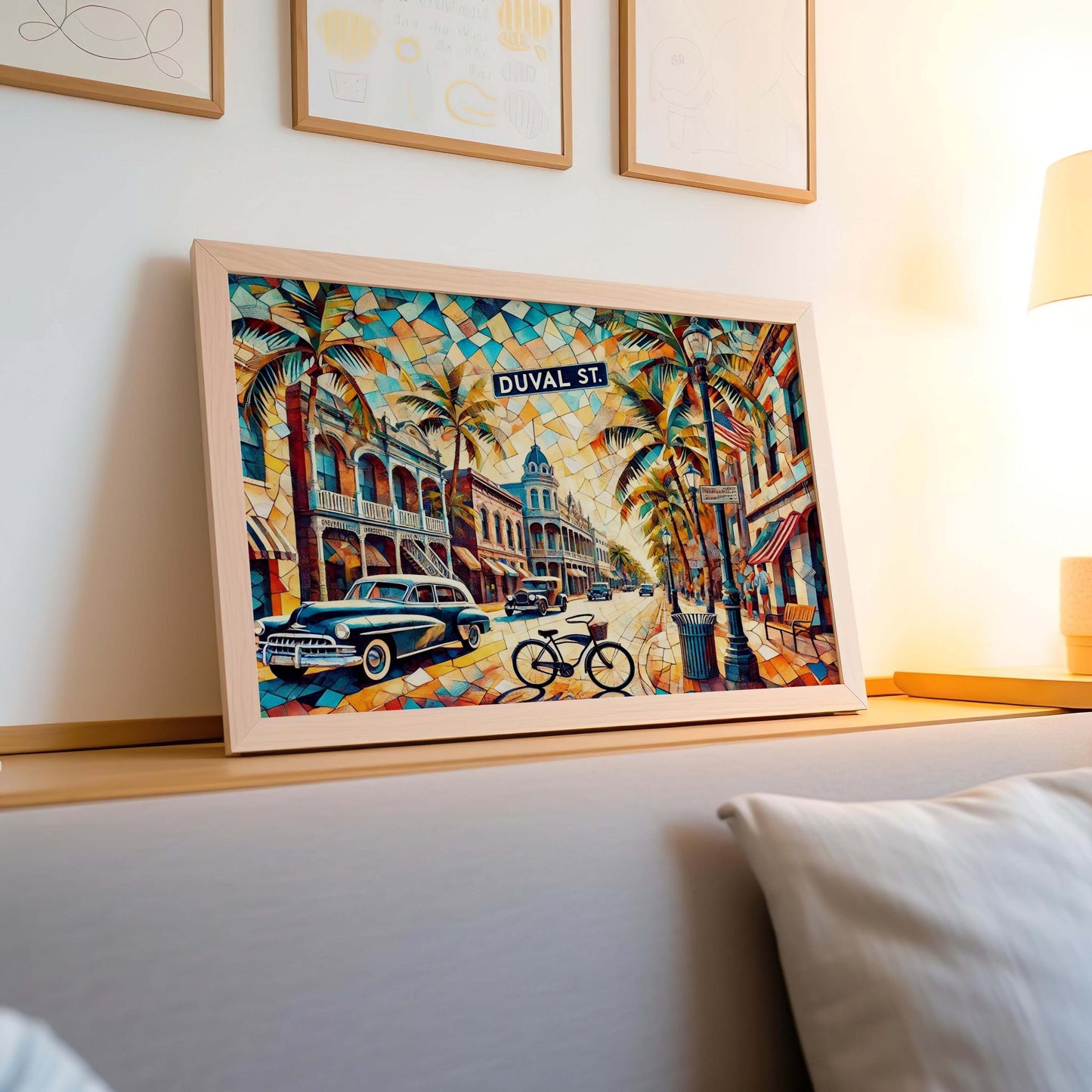 Duval Street Wall Art Cubism Print - Key West Travel Poster, Florida Gift, Modern Housewarming Decor, Key West Art Illustration