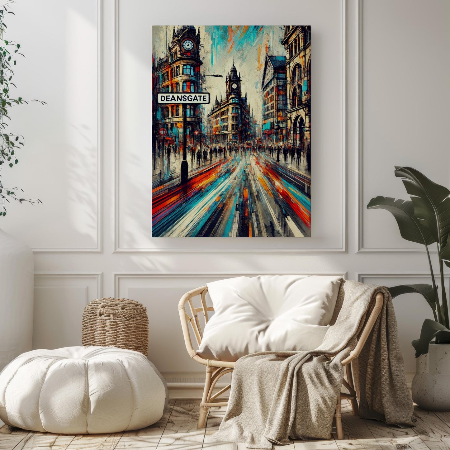 Deansgate Wall Art Print - Manchester Travel Poster, UK Souvenir & Housewarming Gift, Cityscape Home Decor