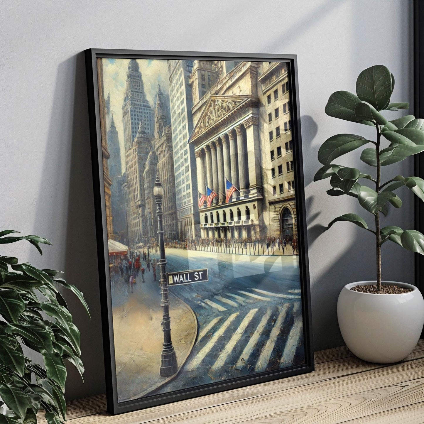 Wall Street Wall Art Print, New York City Travel Poster, America Decor, Housewarming Gift, NYC Skyline Art, Modern Travel Wall Decor