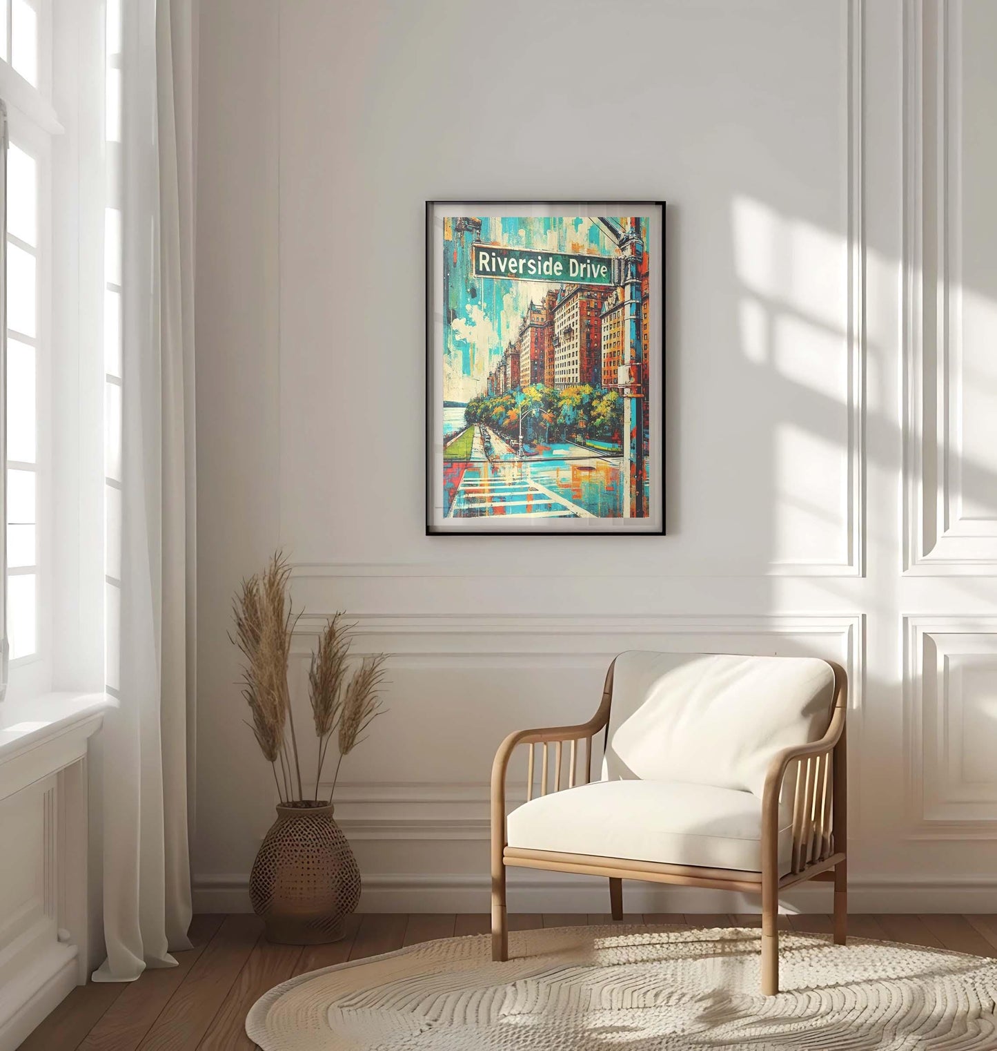 Riverside Drive Wall Art NYC Print, Manhattan Travel Poster, New York City Gift, Modern Urban Home Decor, House