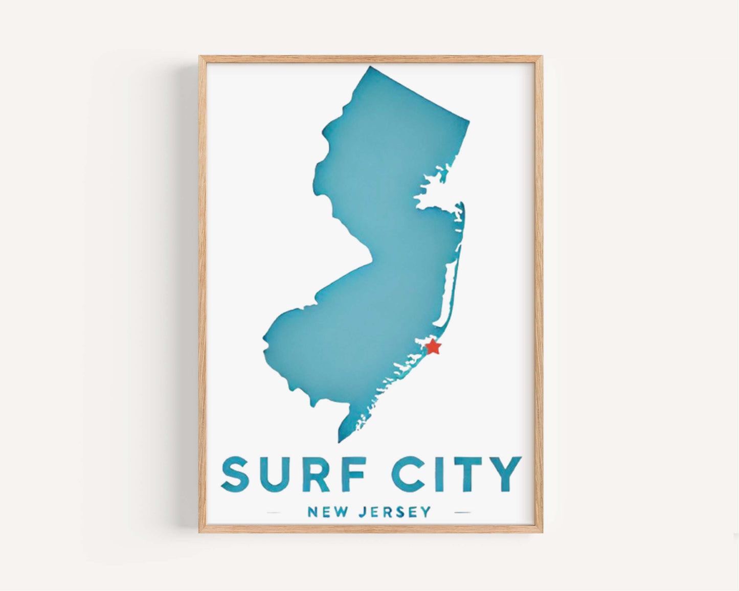Surf City Print New Jersey Wall Art Beach Decor Travel Gift Coastal Home Decor NJ Surfing Poster
