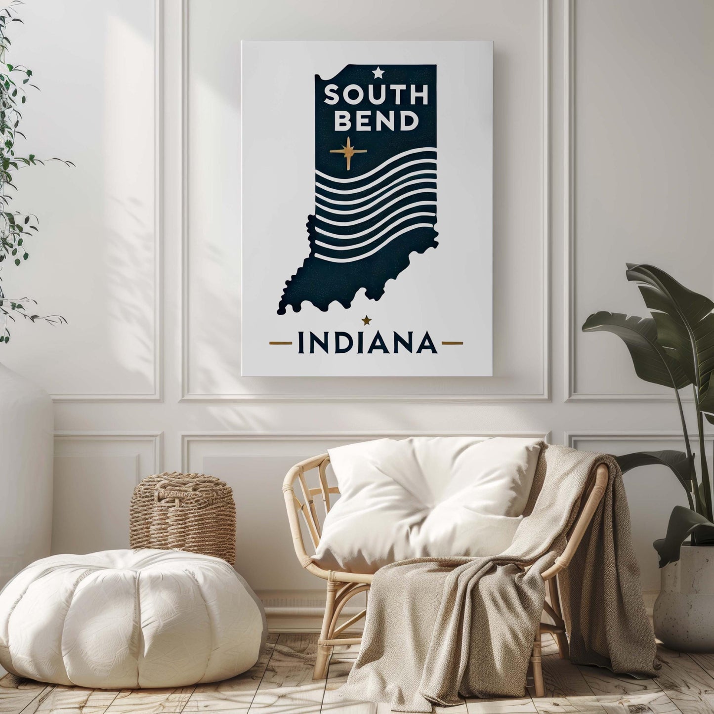 South Bend Print - Indiana Wall Art, Travel Decor, College Town Gift, Housewarming & Home Decoration, IN Artwork Poster