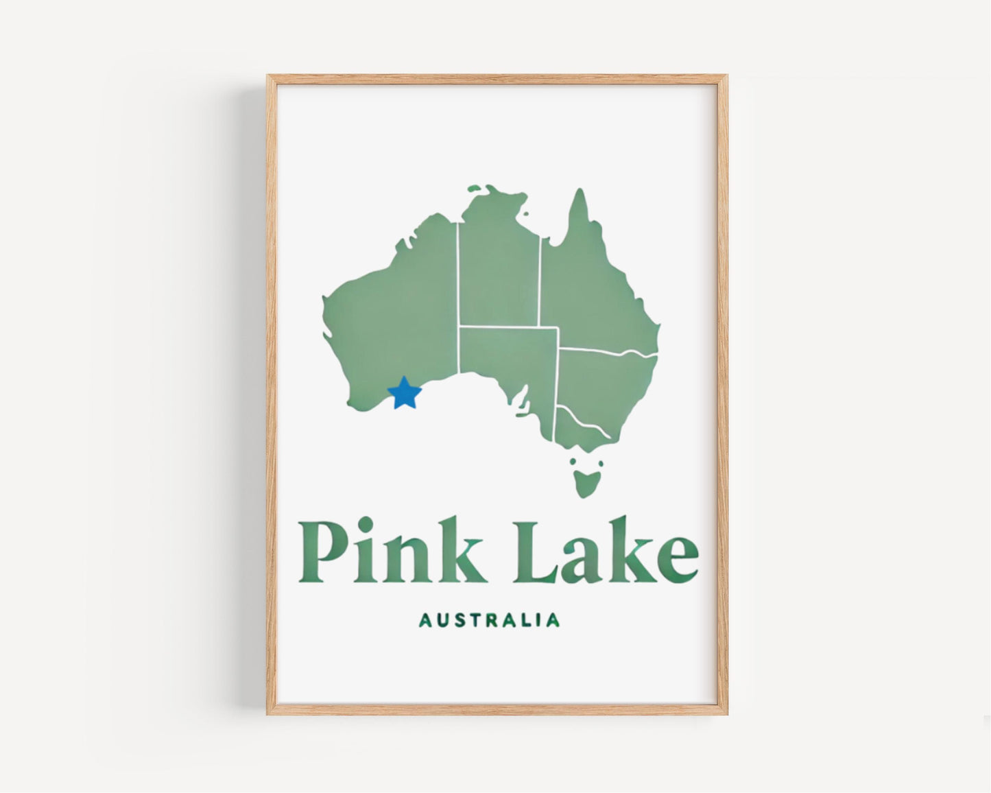 Australia Pink Lake Wall Art Print - Travel Home Decor, College Dorm & Housewarming Gift, Unique Australia Wall Artwork