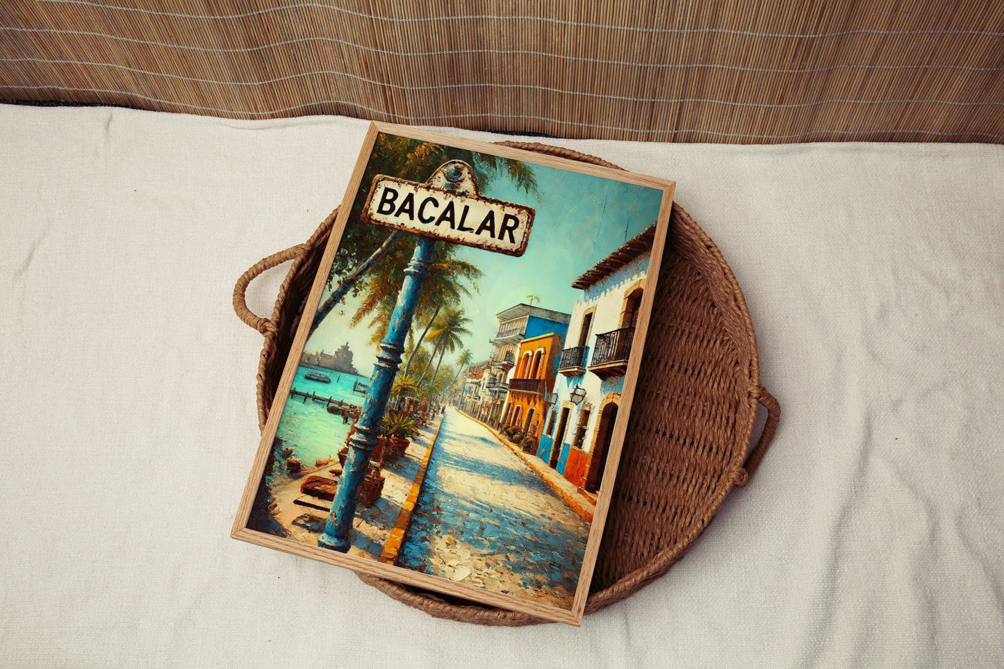 Bacalar Wall Art Print - Quintana Roo Mexico Travel Poster, Housewarming Gift, Souvenir Decorative Map Art