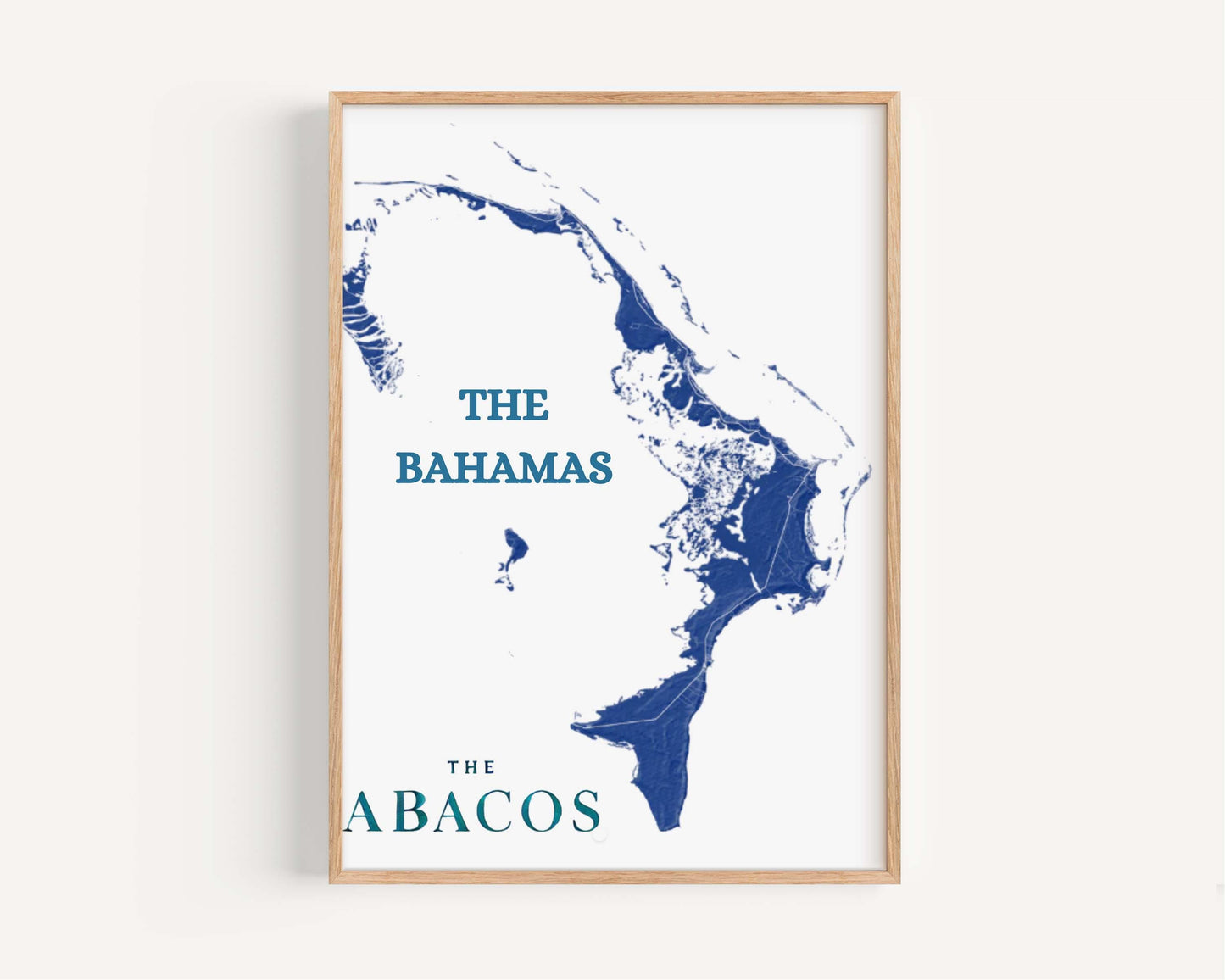 Abacos Print Tropical Wall Art Bahamas Travel Decor Sea Map Gift Housewarming Vacation College Room
