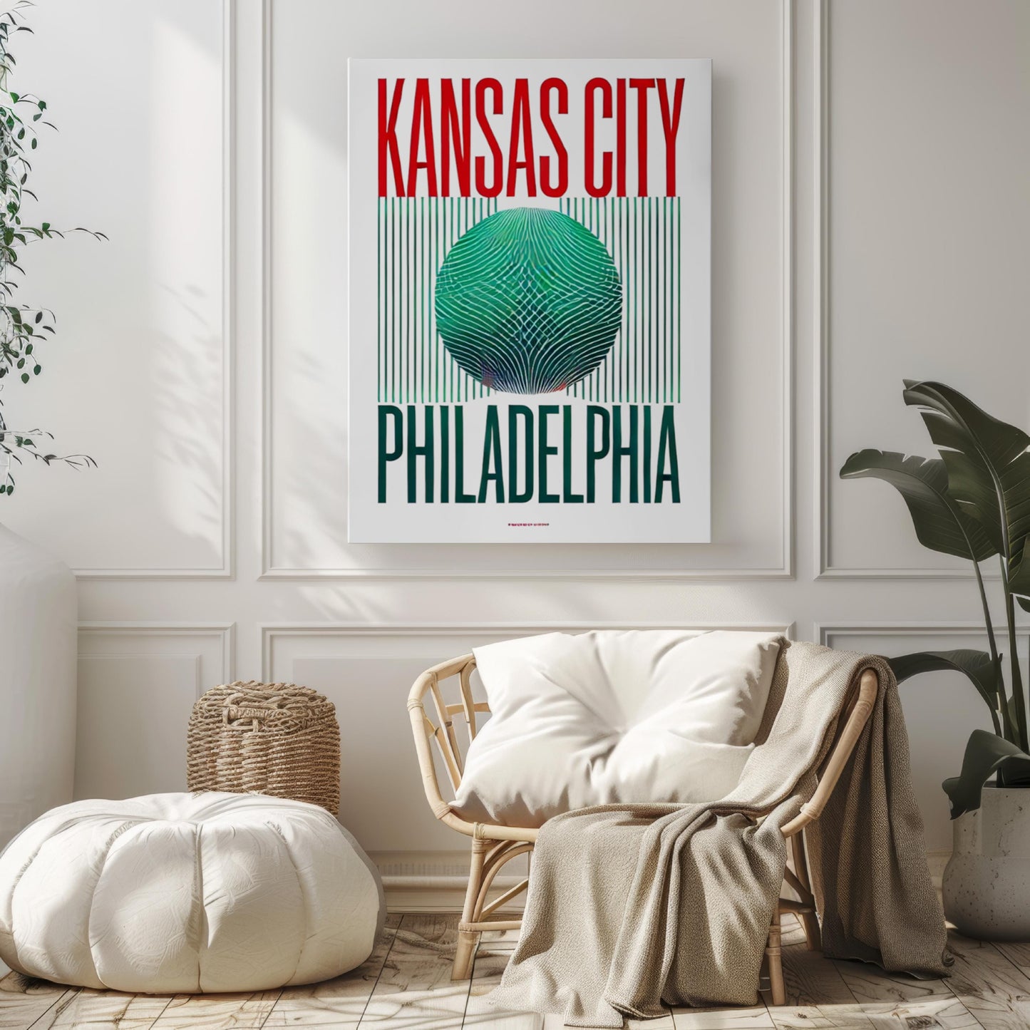 Kansas City Wall Art vs Philadelphia Print - Travel Gift, Home Decor, College Dorm & Housewarming Art, City Skyline Map Poster