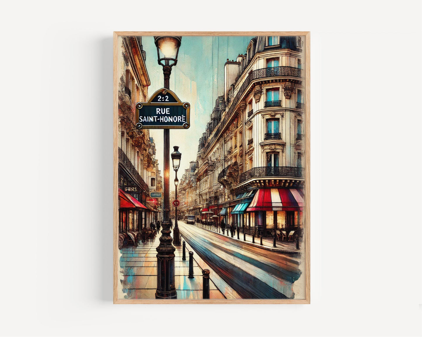 Rue Saint-Honoré Wall Art Print - Paris Travel Poster, France Gift, Housewarming Decor, Elegant France Art for Home or Office