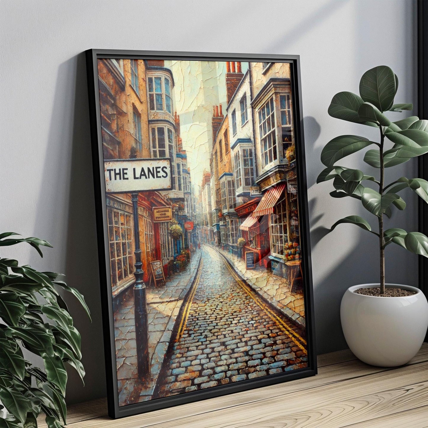 Wall Art The Lanes Brighton Print - England Travel Poster & Housewarming Gift, UK Wall Decor