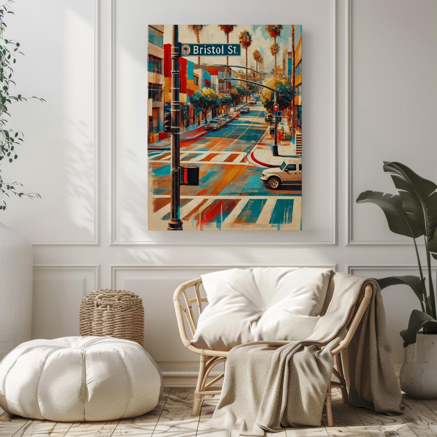Orange County Bristol St Wall Art - California Travel Print, Orange & White Street Poster, Housewarming Gift, Coastal California Decor