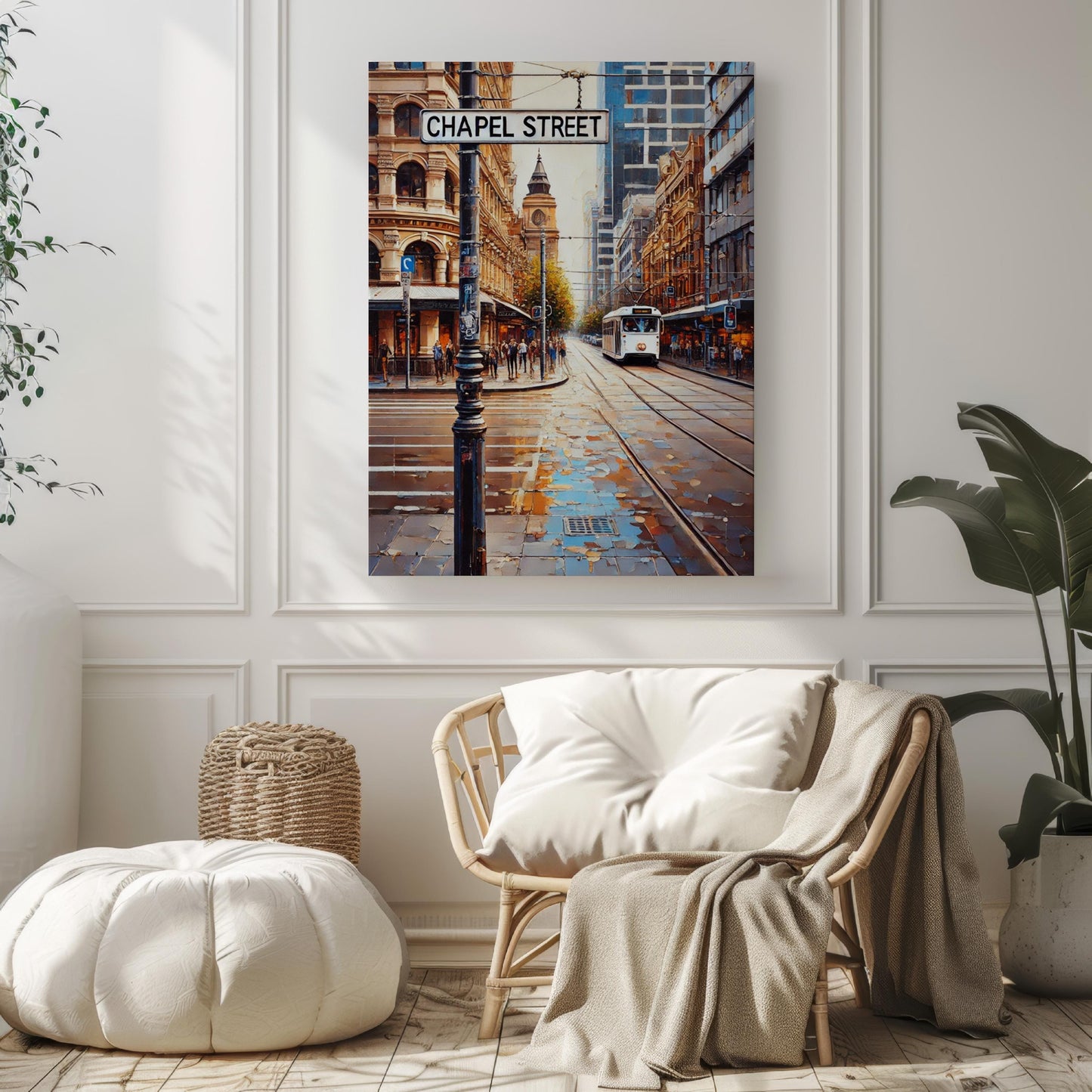 Melbourne Chapel St Wall Art Print – Travel Poster & Australia Gift, Housewarming Decor, Modern Australian Cityscape Illustration