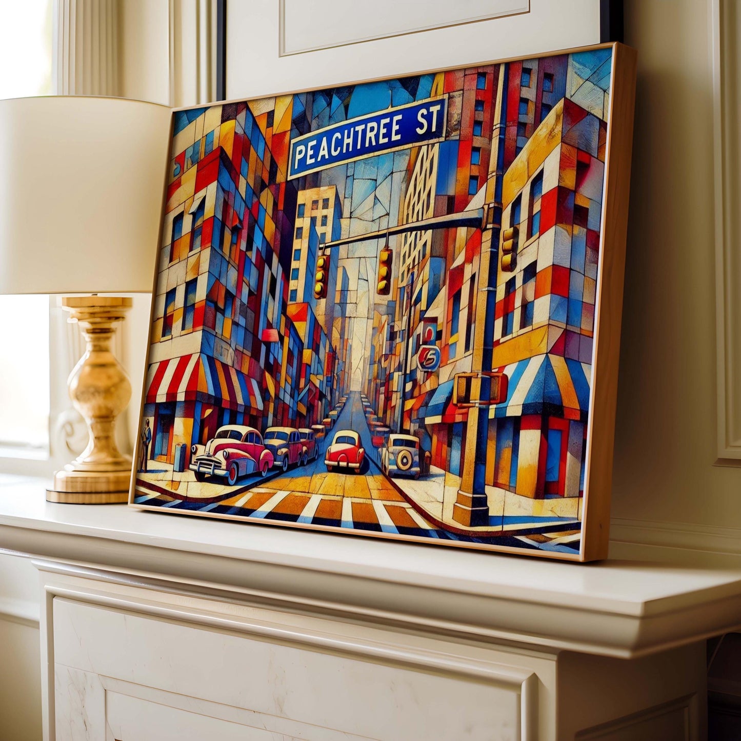 Peachtree Street Wall Art, Peachtree St Cubism Print, Atlanta Cubism Art, Georgia Gift, Travel Print, Travel Poster, Housewarming Gift