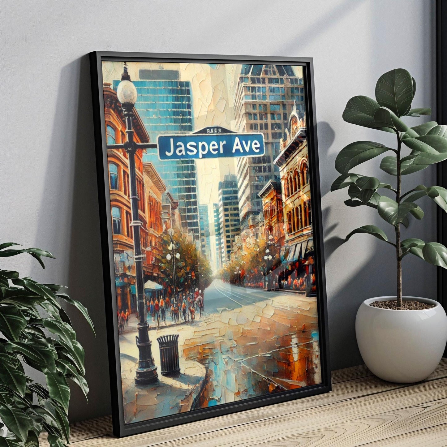 Edmonton Jasper Ave Wall Art Print - Canadian Travel Poster, Edmonton Decor, Housewarming Gift, Modern Cityscape Art, Alberta Gift Idea
