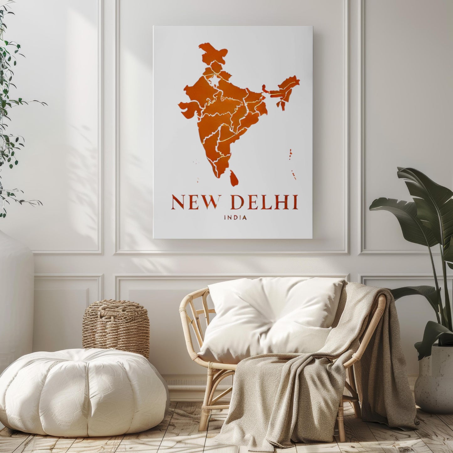 India New Delhi Wall Art Print - Travel Decor, Housewarming Gift, India Map Artwork for Home & Office
