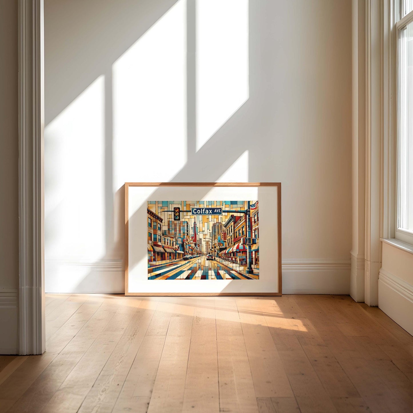 Colfax Avenue Wall Art Cubism Print - Denver Colorado Travel Poster, Modern Cityscape Gift, Housewarming Decor, Urban Art Print