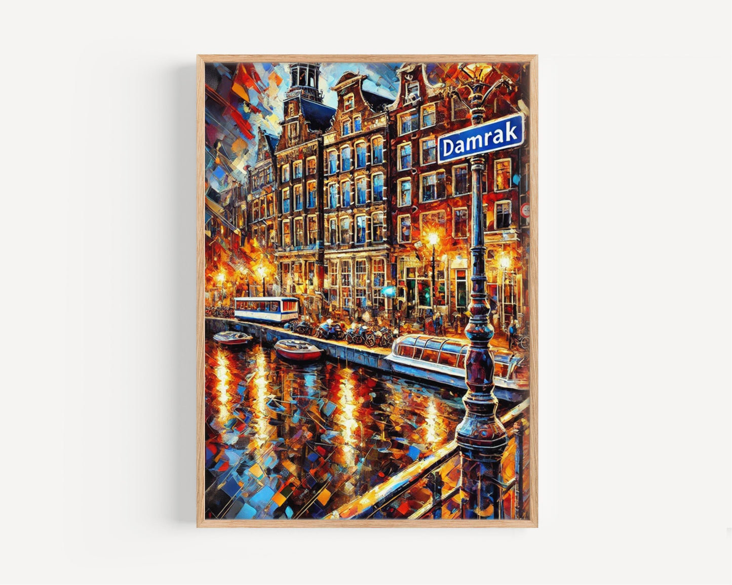 Damrak Wall Art Print – Amsterdam Travel Poster, Netherlands Gift & Housewarming Decor, Dutch Cityscape Illustration