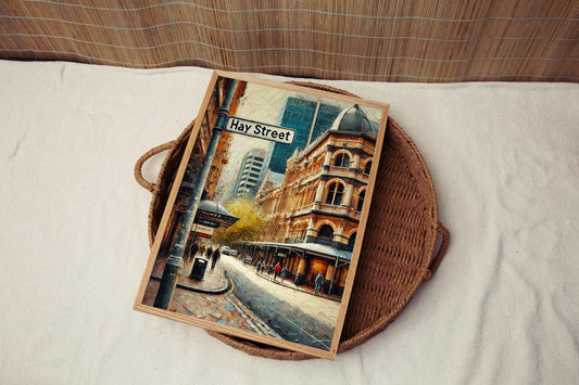 Perth Hay St Wall Art Print – Travel Poster, Australia Souvenir, Housewarming Gift, Perth Travel Decor, Modern Cityscape Artwork