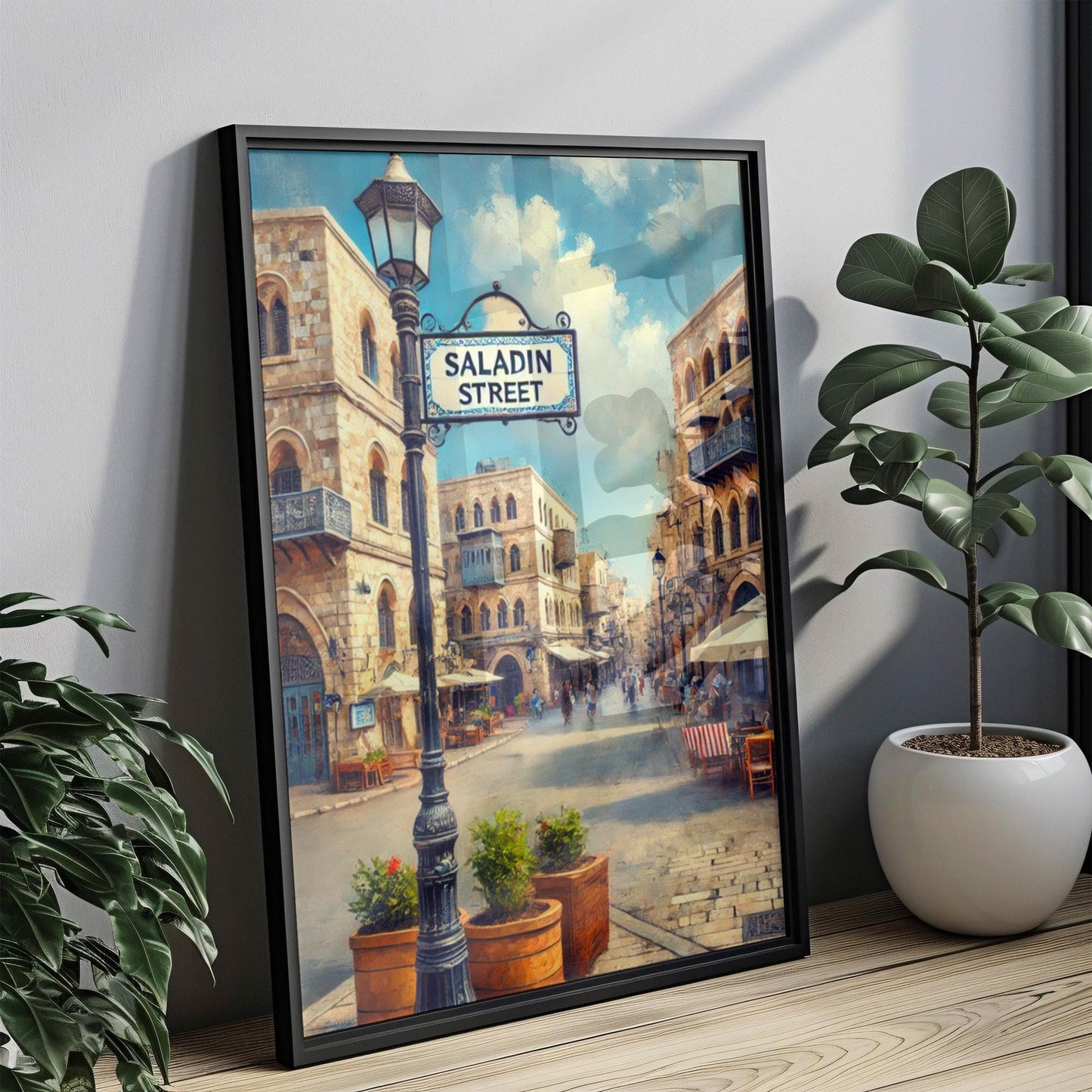 Saladin Street Wall Art Print – Jerusalem Travel Poster & Israel Decor, Housewarming Gift, Saladin St Jerusalem Art, Unique Travel Gift