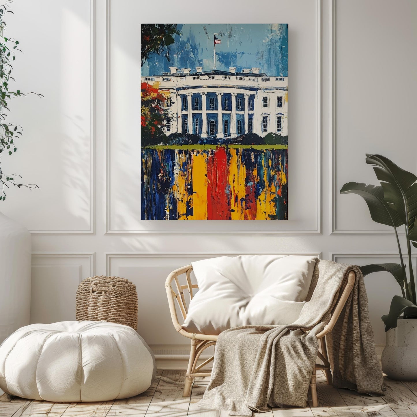 White House Abstract Wall Art | Patriotic USA Poster | American Independence Artwork for Home Decor | United States Flag Home Print