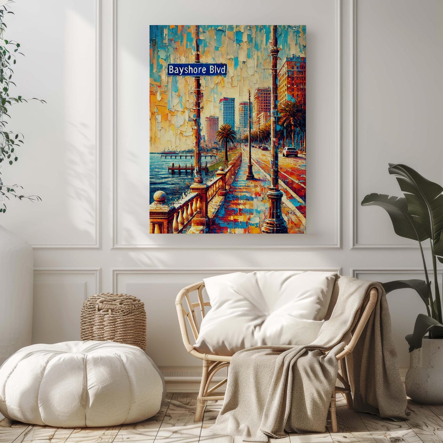 Bayshore Boulevard Wall Art Print, Tampa Florida Travel Poster, Coastal Home Decor, Florida Gift & Housewarming Present