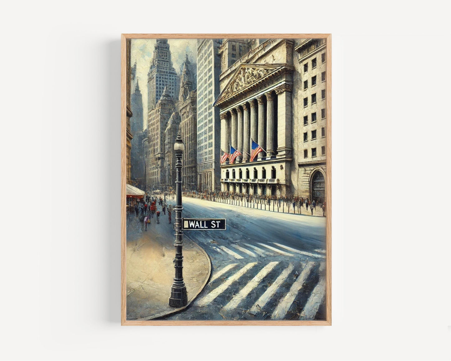 Wall Street Wall Art Print, New York City Travel Poster, America Decor, Housewarming Gift, NYC Skyline Art, Modern Travel Wall Decor