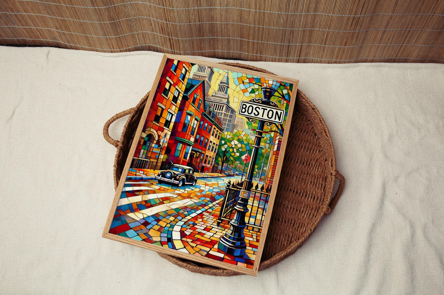 Wall Art Boston Print Massachusetts Travel Poster USA Gift Housewarming Decoration Souvenir USA Artwork