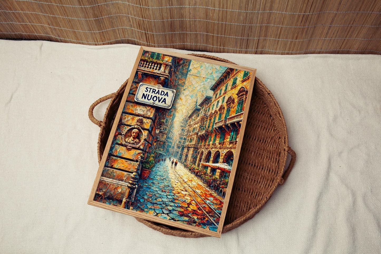 Italian Strada Nuova Wall Art Print – Genoa Travel Poster, Italian Home Decor, Souvenir Gift, Housewarming & Italian Art Print