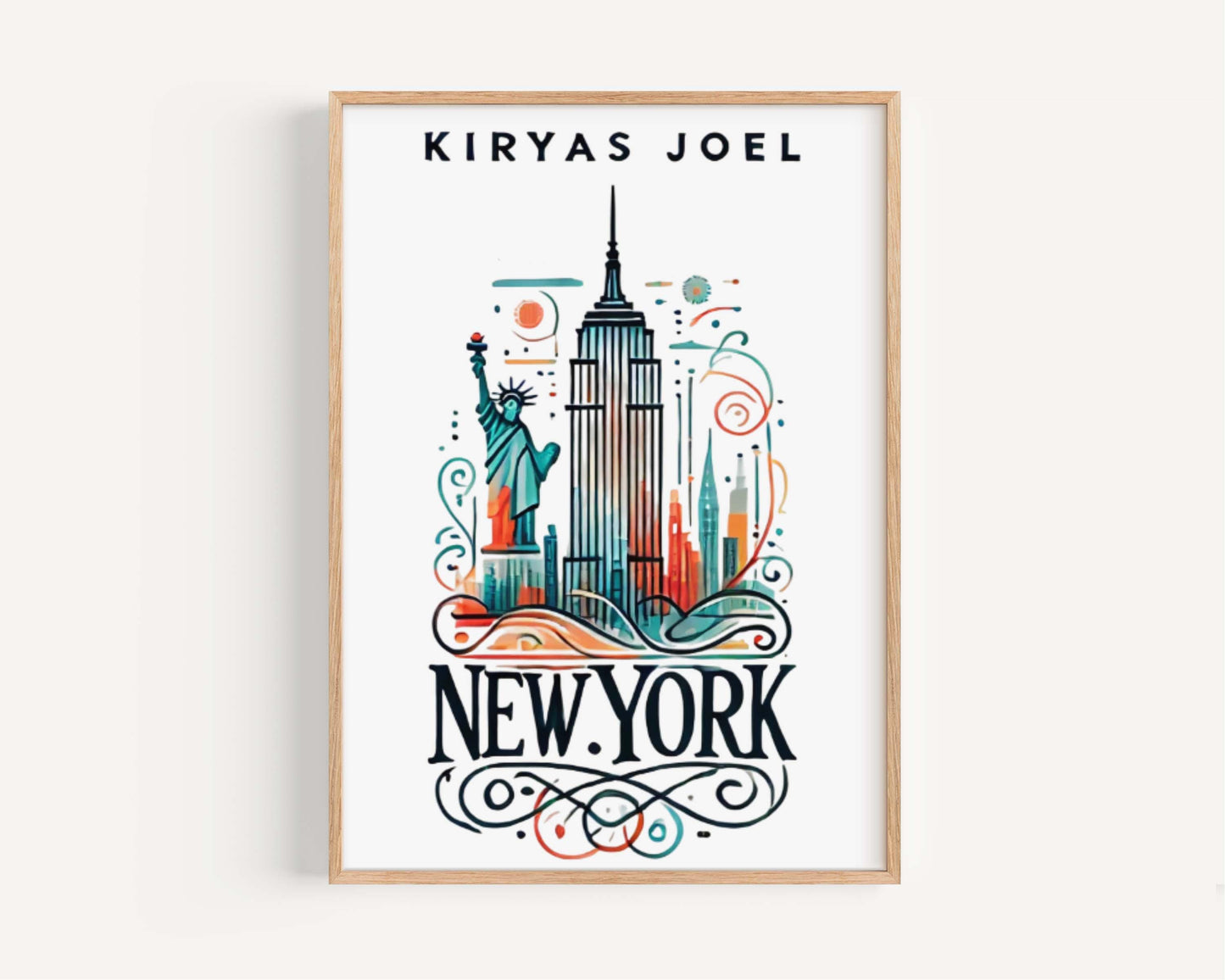 Kiryas Joel Print - New York City Wall Art, Travel Decor, Housewarming & College Gift, Unique NY Map Poster for Home or Office