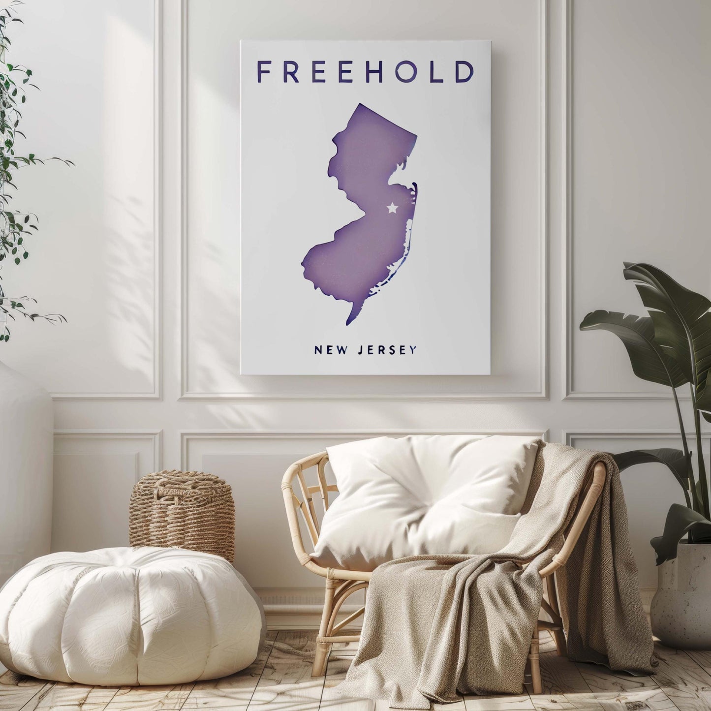 Freehold Print New Jersey Wall Art Map Travel Home Decor Housewarming Gift College Dorm NJ Art