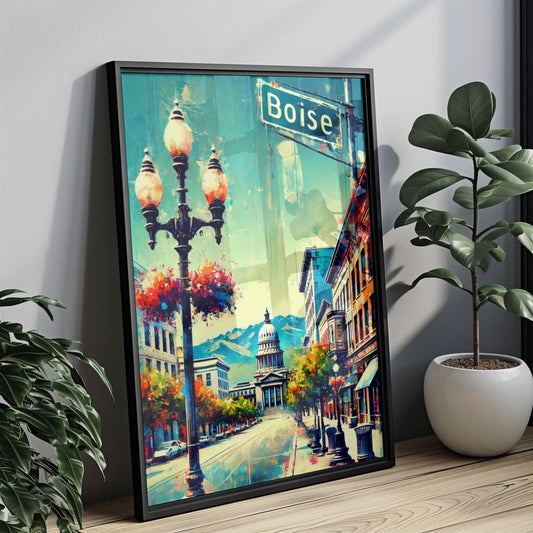 Idaho Boise Wall Art Print – Vintage Travel Poster, USA Souvenir, Housewarming Gift, Idaho Decor & Travel Print