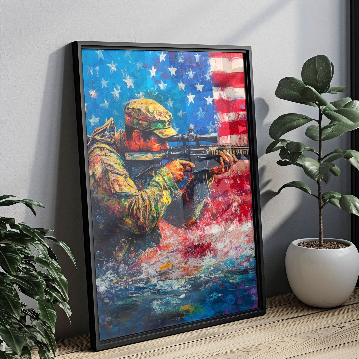 American Sniper Abstract USA Wall Art Patriotic United States Poster American Independence Home Decor