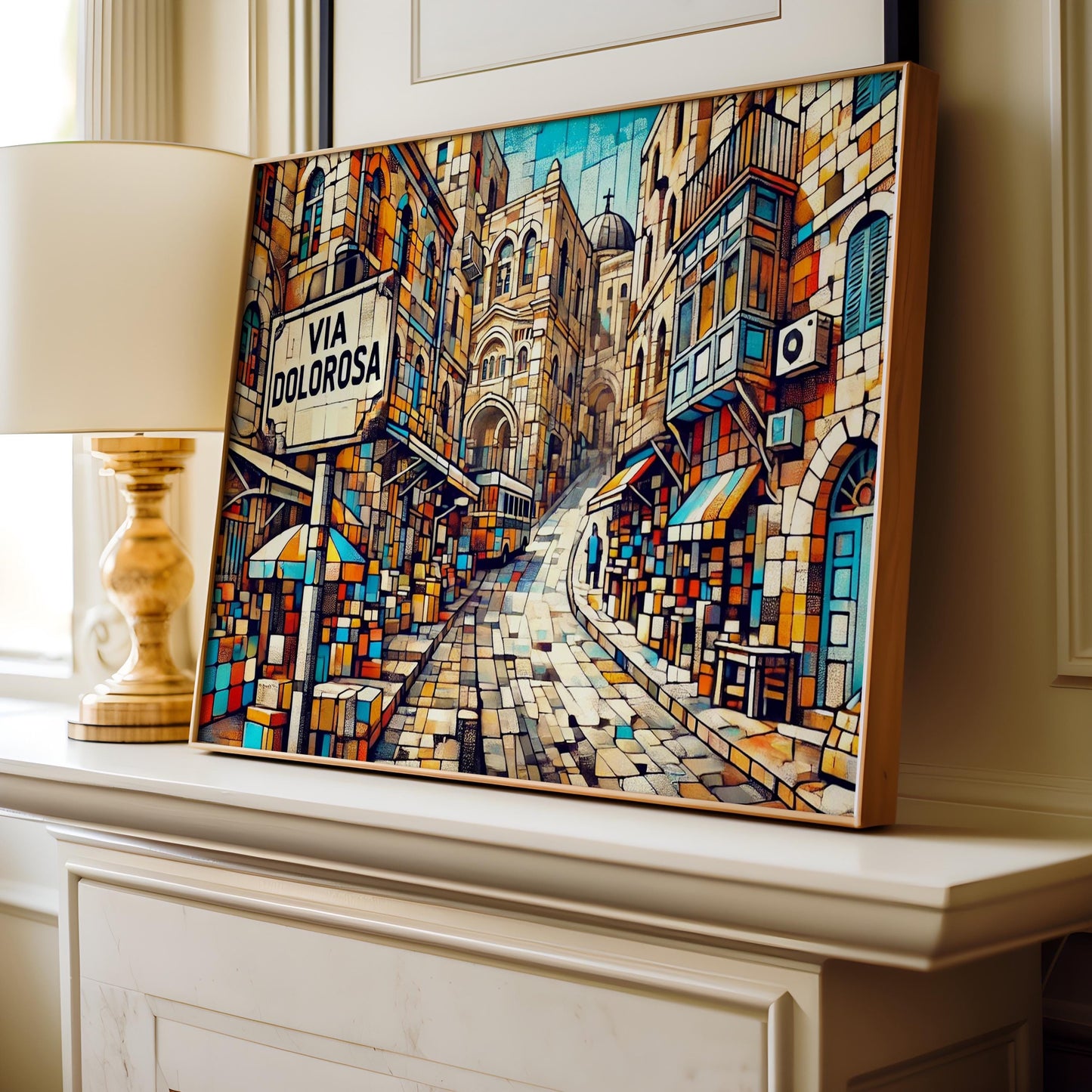 Via Dolorosa Wall Art Print - Jerusalem Travel Poster, Israeli Art Gift, Via Dolorosa Street Map, Housewarming & Israel Décor