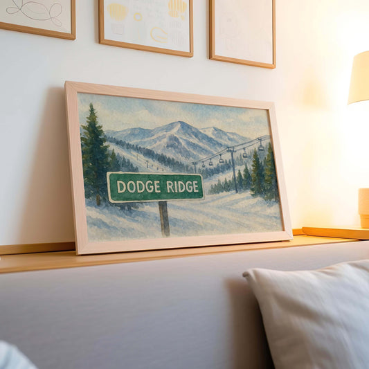 Dodge Ridge Ski Resort Watercolor Art Print