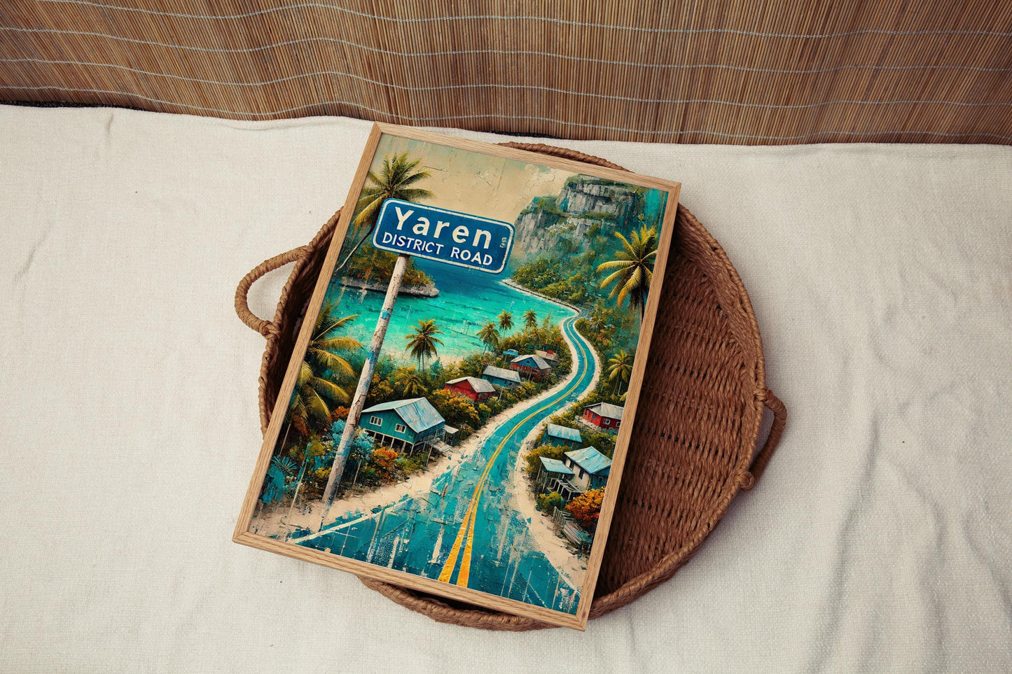Nauru Art, Yaren District Road Wall Art, Travel Poster, Island Souvenir, Coastal Home Decor, Nauru Travel Gift, Fine Art Print