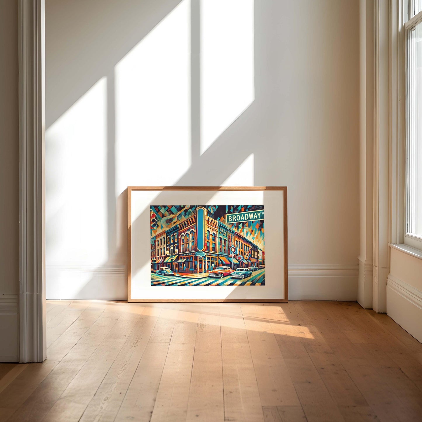 Broadway Wall Art Print, Nashville Cubism Travel Poster, Tennessee Souvenir, Housewarming Gift, Modern Broadway Cubism Decor