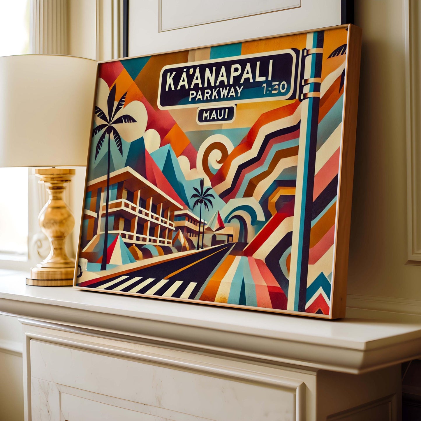 Maui Art Kaanapali Parkway Wall Art Print – Hawaii Travel Poster & Housewarming Gift, Tropical Island Decor