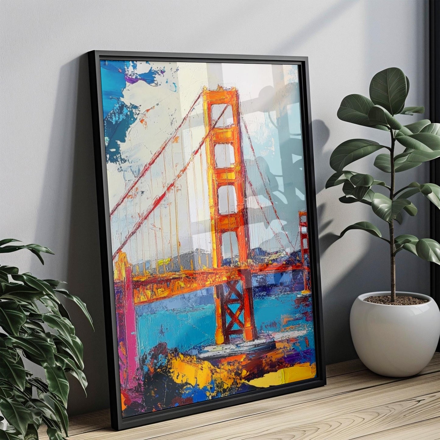 American Golden Gate Abstract Wall Art | Patriotic USA Poster | United States Independence Home Decor | Modern American Artwork