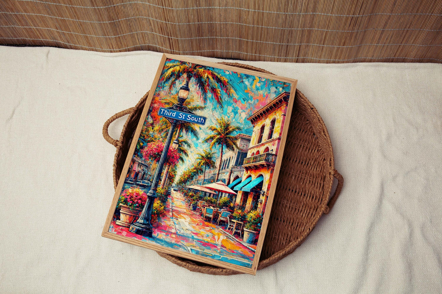 Third Street South Wall Art Print - Naples FL Travel Poster, Florida Art Decor, Housewarming Gift, Third St South Florida Gift