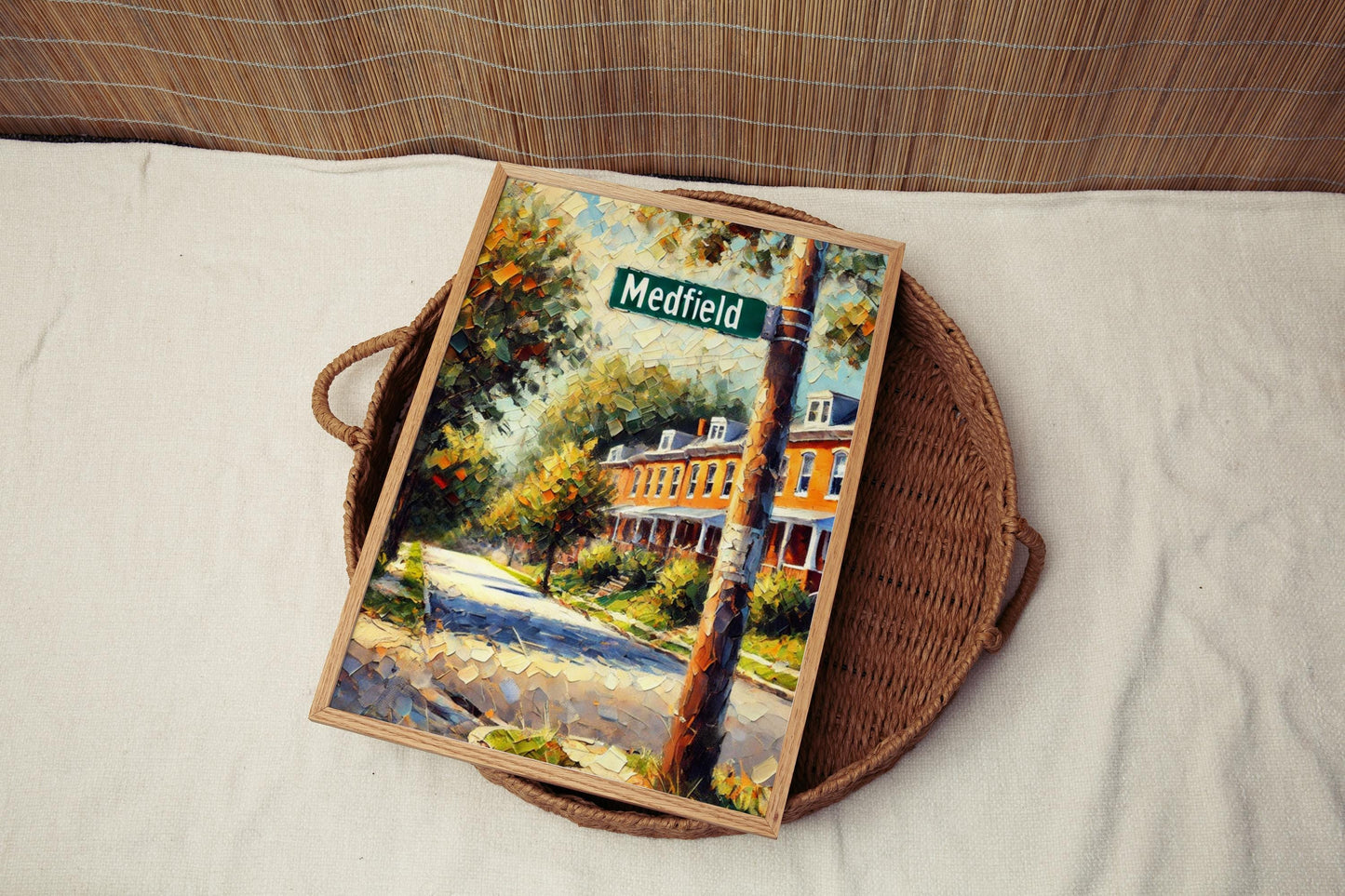 Medfield Massachusetts Wall Art Print, Quaint Townscape, Home Décor, Housewarming Gift, Fine Art Poster, Urban Street Sign, Vintage Style