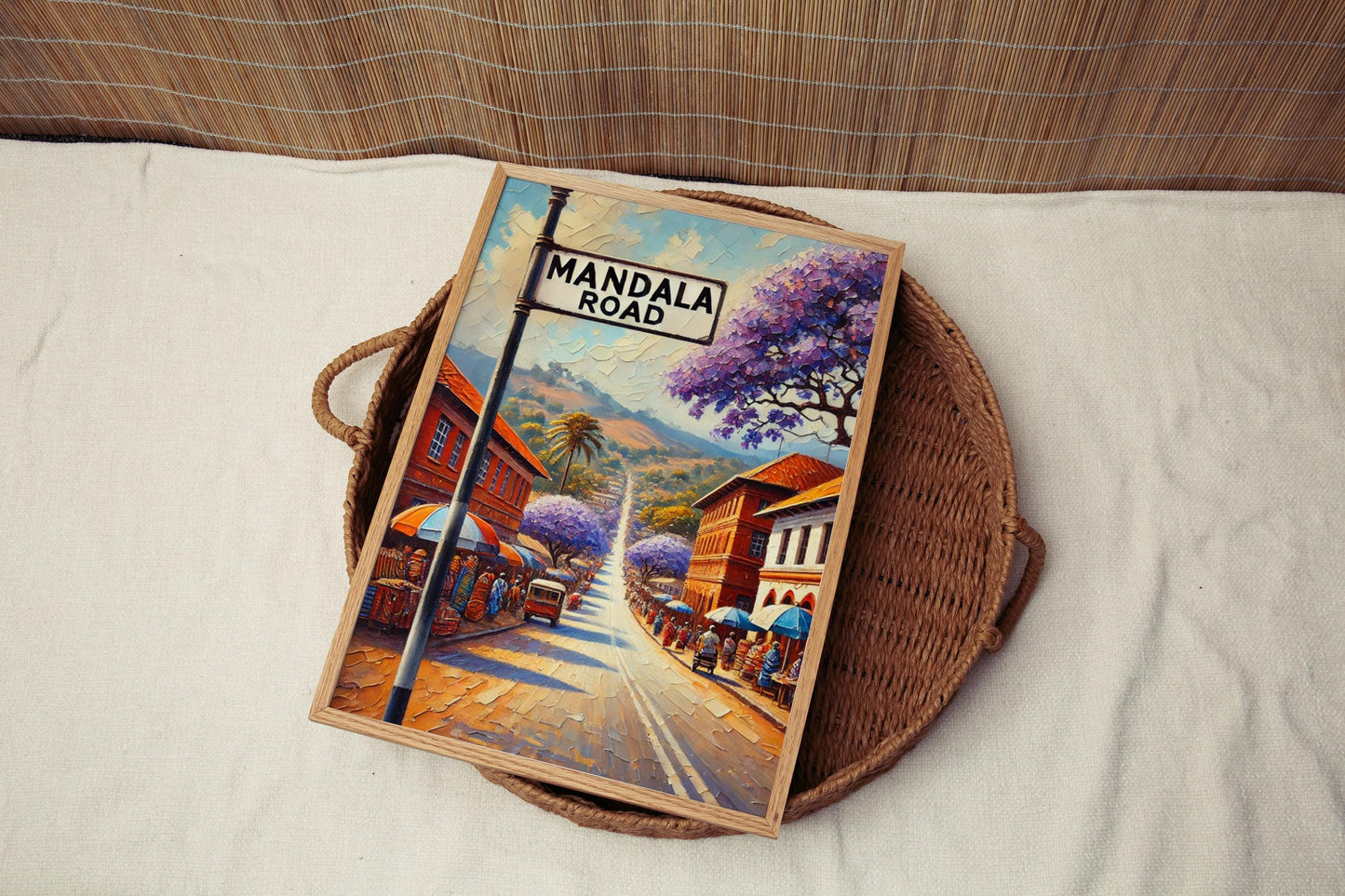 Mandala Road Wall Art, Malawi Street Sign Print, Blantyre City Decor, Travel Souvenir, Vibrant Landscape Poster, Personalized Gift