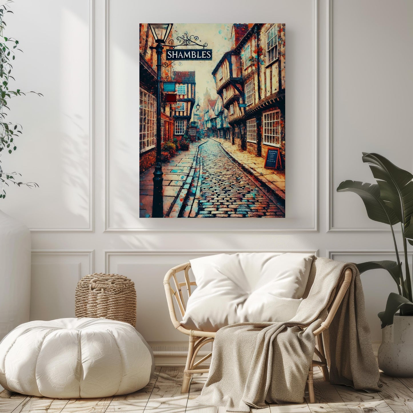 England Shambles Wall Art Print - York Travel Poster, England Gift & Housewarming Artwork, Historic UK Travel Decor